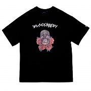 SKULL ROSE 1/2 TEE BLACK