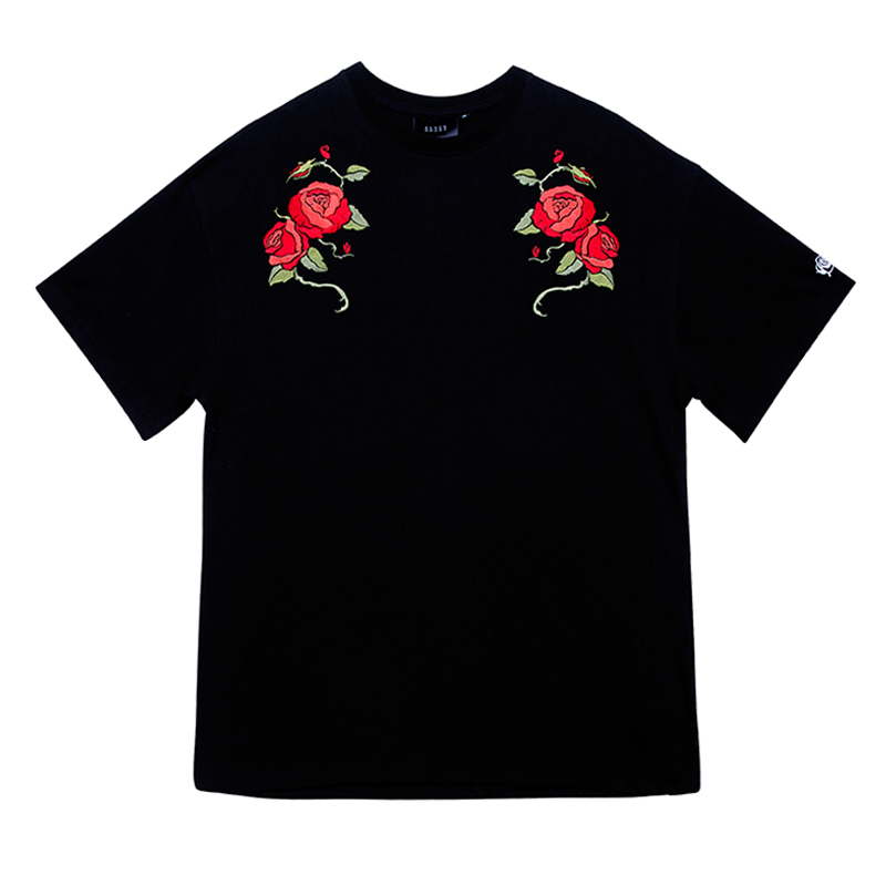 DOUBLE ROSES 1/2 TEE BLACK