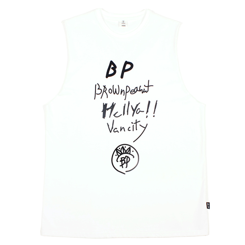 Hellya lettering sleeveless white
