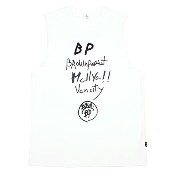 Hellya lettering sleeveless white
