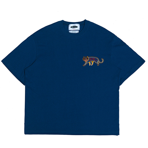 EMBROI 1/2 NORMAL-NECK T-SHIRTS -BLUE