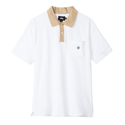 REVERSE TERRY POLO-WHT