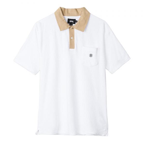 REVERSE TERRY POLO-WHT