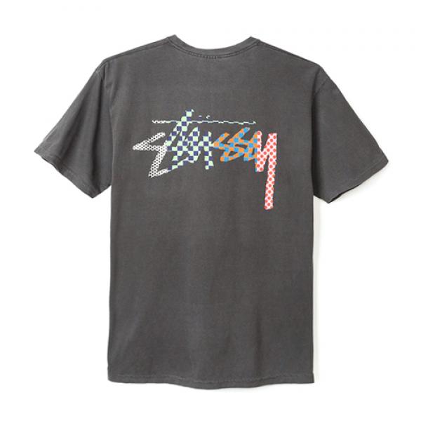 CHECKER STOCK PIG. DYE PKT TEE-BLK