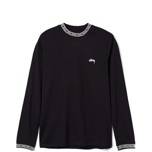 SPIRAL COLLAR CREW-BLK