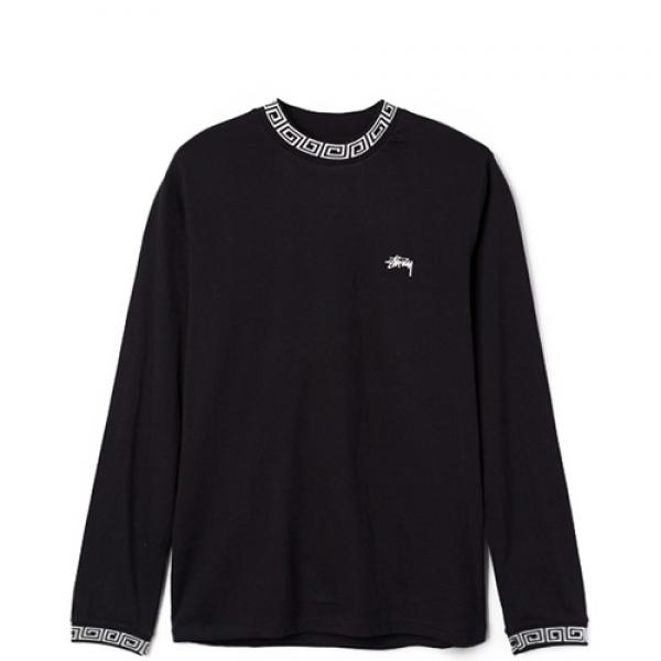 SPIRAL COLLAR CREW-BLK
