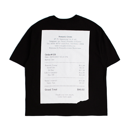 [ROMANTIC CROWN] RECEIPT T SHIRT_BLACK