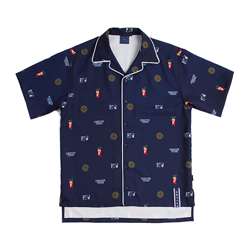 [ROMANTIC CROWN] RTW PIPING BOWLING SHIRT_NAVY
