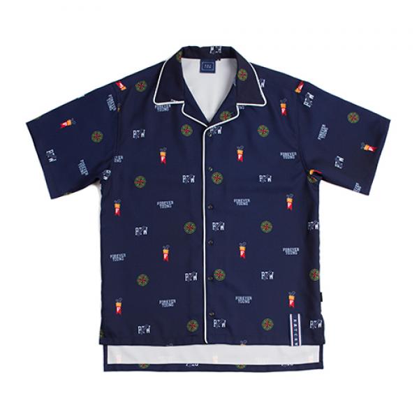 [ROMANTIC CROWN] RTW PIPING BOWLING SHIRT_NAVY