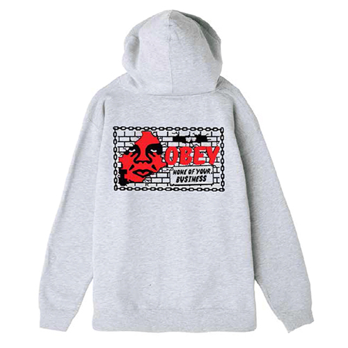 (111751560)NONE OF YOUR BUSINESS HOOD ZIP-HEATHER GREY