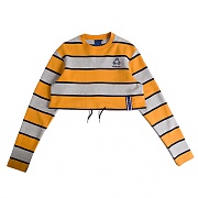 [ROMANTIC CROWN] STRIPE CROP SWEAT SHIRT_MUSTARD