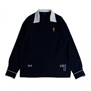 [ROMANTIC CROWN] BINDER OPEN COLLAR SHIRT_NAVY
