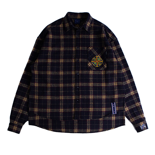 [ROMANTIC CROWN] DROP SHOULDER CHECK SHIRT_NAVY