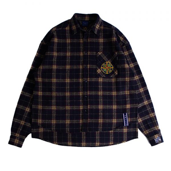 [ROMANTIC CROWN] DROP SHOULDER CHECK SHIRT_NAVY