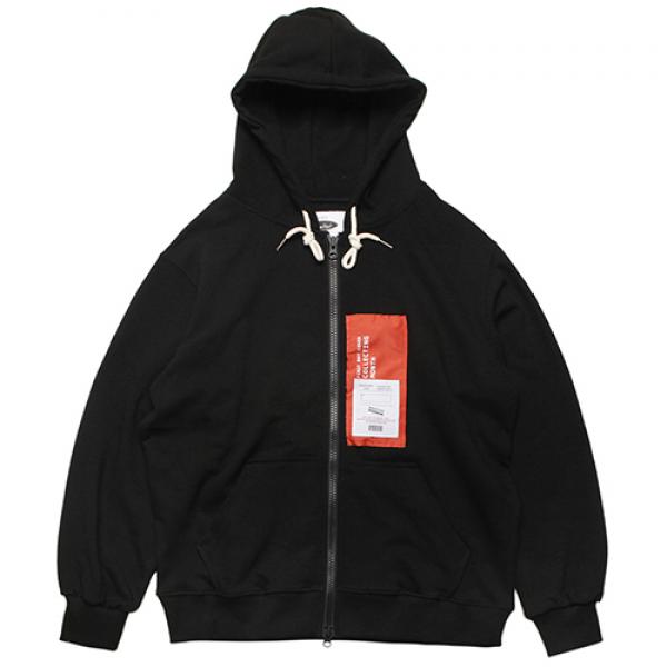 PATCH LABEL HOOD ZIP-UP-BLACK