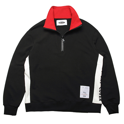 HIGH NECK PULLOVER SWEAT-SHIRTS -BLACK