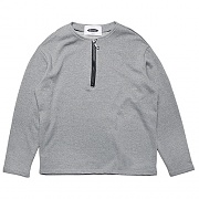 COLLARLESS PULLOVER SWEAT-SHIRTS -GRAY