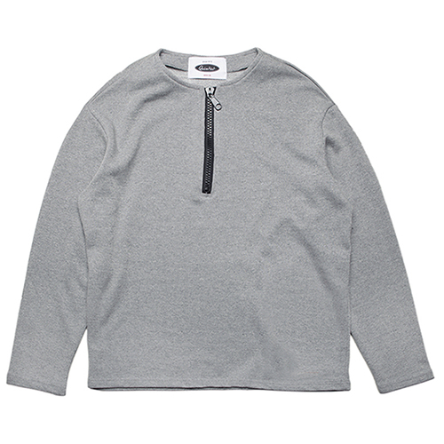COLLARLESS PULLOVER SWEAT-SHIRTS -GRAY