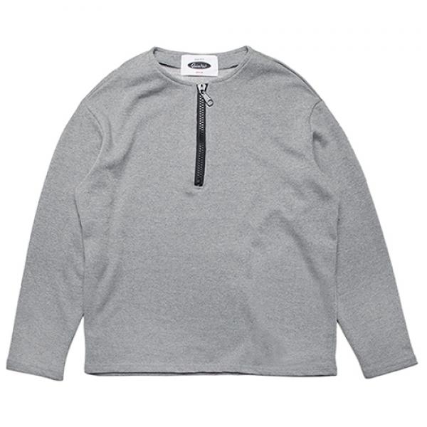 COLLARLESS PULLOVER SWEAT-SHIRTS -GRAY