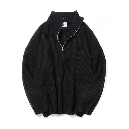 Zip Turtle Neck Knit Black