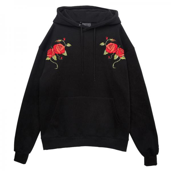 DOUBLE ROSES HOODIE BLACK