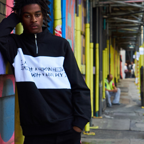 BASIC LOGO PULL OVER SWEAT SHIRTS-BLACK/WHITE