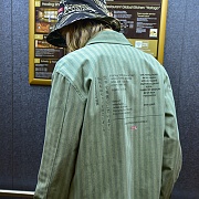PRINTING STRIPED JACKET_KHAKI