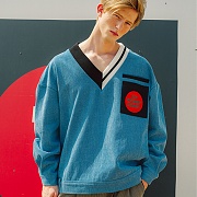 ARCHERY TARGET V NECK PULLOVER SHIRT DENIM