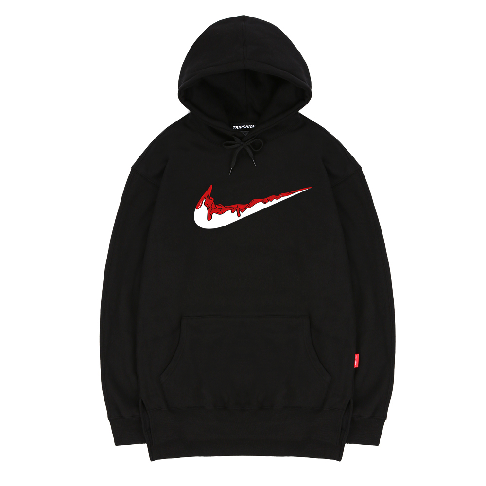 TRIPSHION RED BENDING TOOTHPASTE HOODIE - BLACK