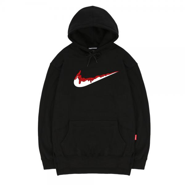 TRIPSHION RED BENDING TOOTHPASTE HOODIE - BLACK