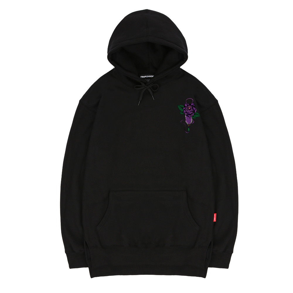 TRIPSHION RINGER ROSE  HOODIE - BLACK