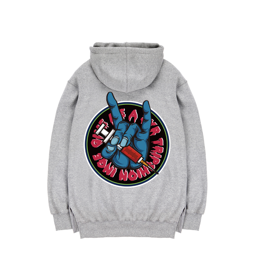 TRIPSHION BIG FINGER SYRINGE HOODIE - GRAY