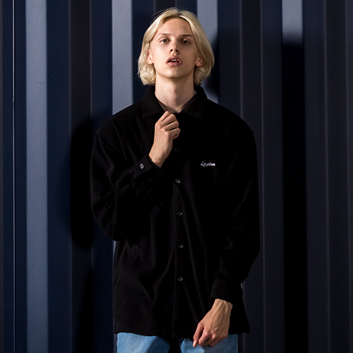 OVERSIZE FLEECE SHIRTS-BLACK