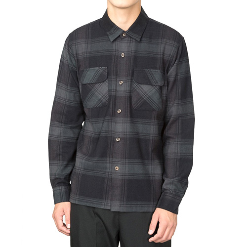 SHADOW PLAID LS SHIRT-BLACK