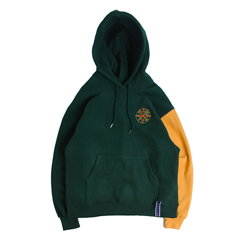 [ROMANTIC CROWN] COLOR BLOCK WIDE HOODIE_GREEN