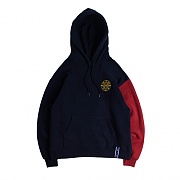 [ROMANTIC CROWN] COLOR BLOCK WIDE HOODIE_NAVY