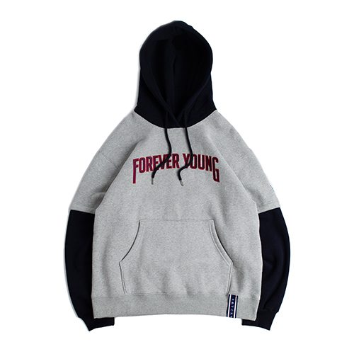[ROMANTIC CROWN] FOREVER YOUNG LAYERED HOODIE_GRAY