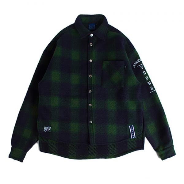 [ROMANTIC CROWN] FOREVER YOUNG CHECK SHIRT JACKET_GREEN