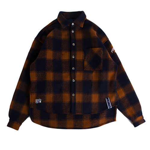 [ROMANTIC CROWN] FOREVER YOUNG CHECK SHIRT JACKET_ORANGE