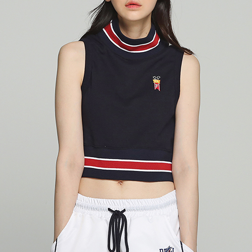 [ROMANTIC CROWN] BINDER CROP SLEEVELESS_NAVY
