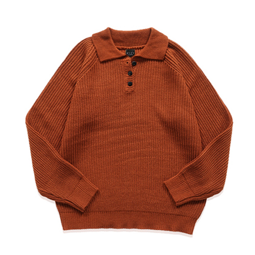 (UNISEX) BASIC COLLAR KNIT (Brick)