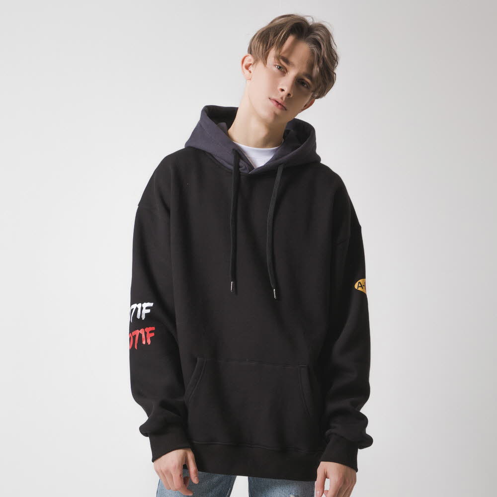 [] ANOTHER FRAME - FRAME 2 COLOR HOODIE (BLACK)  ĵ ĵƼ