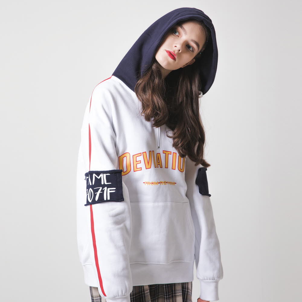 [] ANOTHER FRAME - SIDE LINE HALF ZIP UP HOODIE (WHITE)  ĵ ĵƼ 
