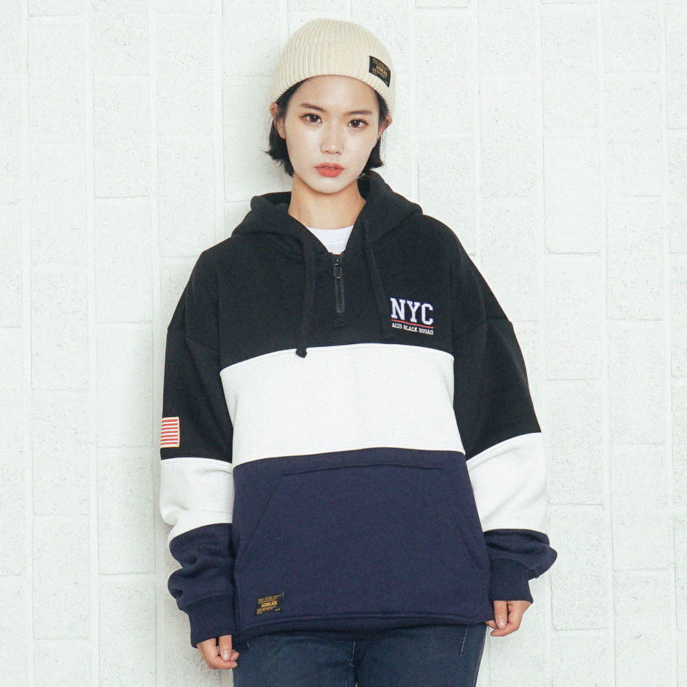 [õ] ACIDBLACK - STAR N STRIPES BLOCK HOOD (BLACK)  ĵƼ
