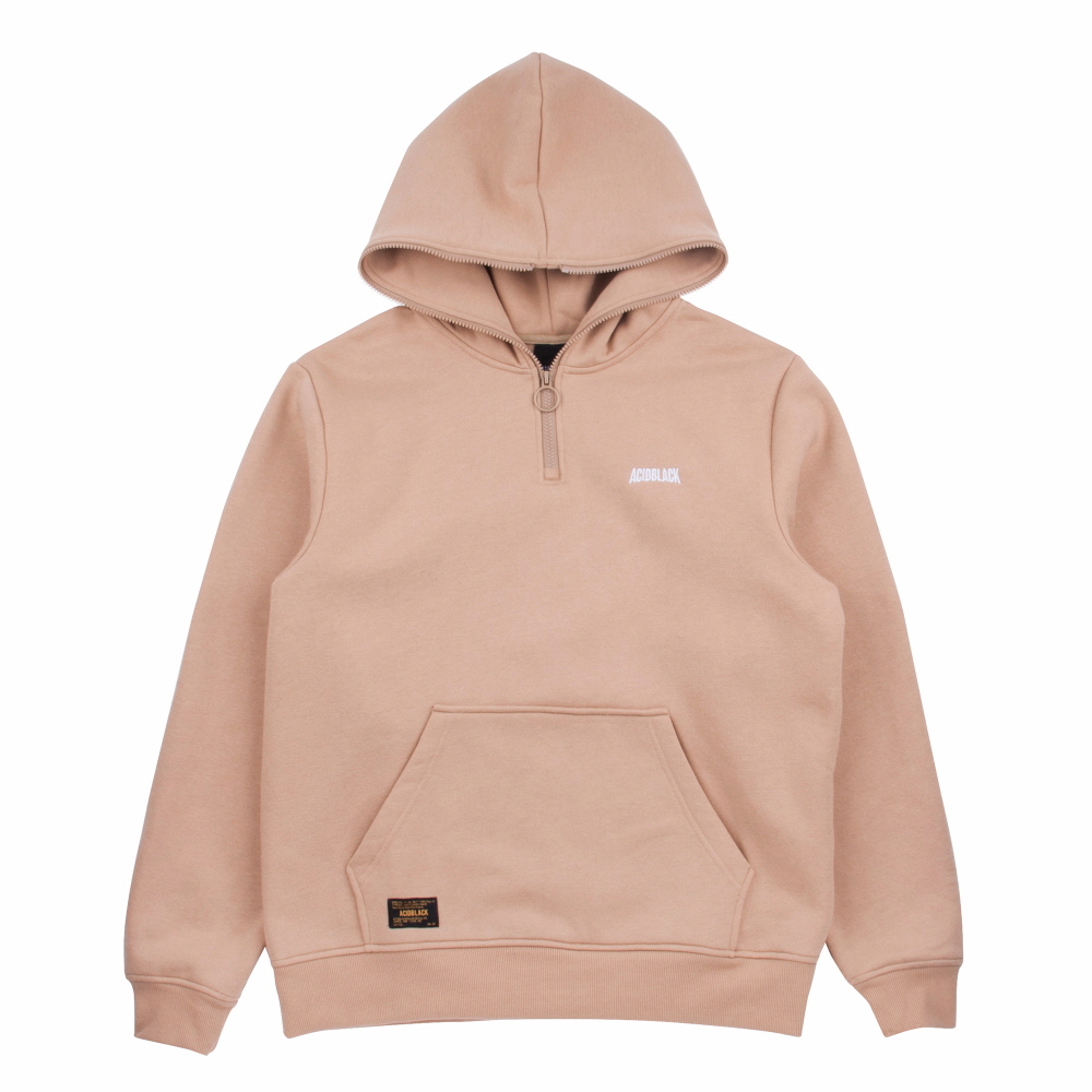 [õ] ACIDBLACK - RARE HALF ZIPUP HOOD (BEIGE)   ĵƼ