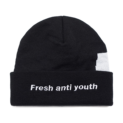 [FRESH ANTI YOUTH] LOGO BEANIE-BLACK/YELLOW