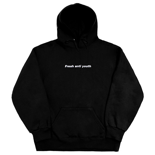 [FRESH ANTI YOUTH] LOGO HOOD SWEATER-BLACK