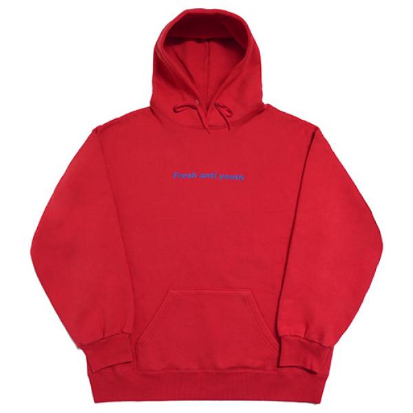 [FRESH ANTI YOUTH] LOGO HOOD SWEATER-RED