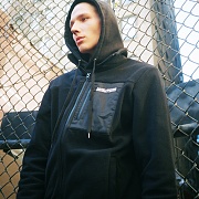 BASIC LOGO FLEECE JACKET - BLACK
