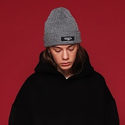 5C-009 LOGO LABEL LONG BEANIE GRAY